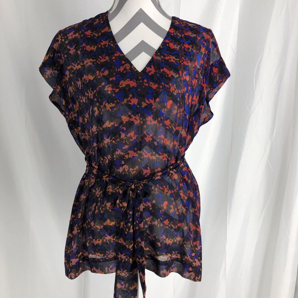 Cabi Shirt Womens X-Small Blouse Lightweight V Neck Sheer Casual Classic